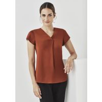 Womens Kayla V-Neck Pleat Blouse