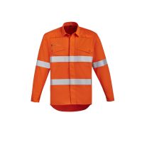 Mens Orange Flame Hi Vis Open Front Shirt - Hoop Taped