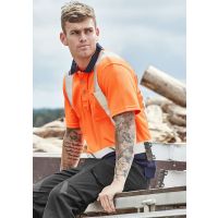Mens Hi Vis Spliced Short Sleeve Polo - Shoulder Taped