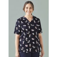 Womens Printed Best Friends Scrub Top