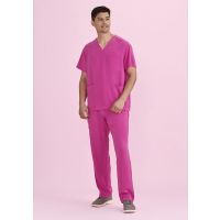 Unisex Pink V-Neck Scrub Pant
