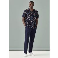 Mens Printed Space Party Scrub Top