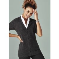 Womens Zip Front Short Sleeve Knit Cardigan