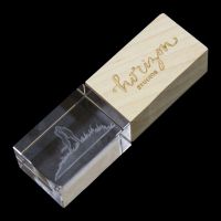 Wood 3d Engraved Glass USB