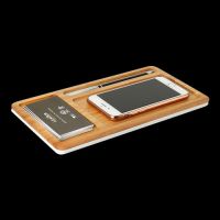 Multifunctional Bamboo Wireless Charging Pad with Phone Holder