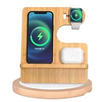 Multifunctional Bamboo Wireless Charging Set
